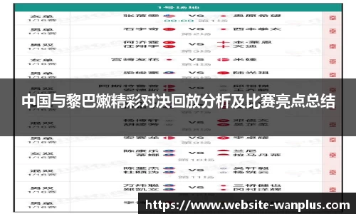 中国与黎巴嫩精彩对决回放分析及比赛亮点总结